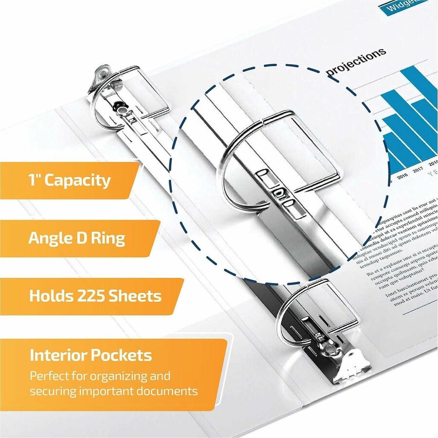 QuickFit Heavy-Duty Landscape 3-Ring Binder, D-Ring, View Binder, 1 Inch, White - 94010
