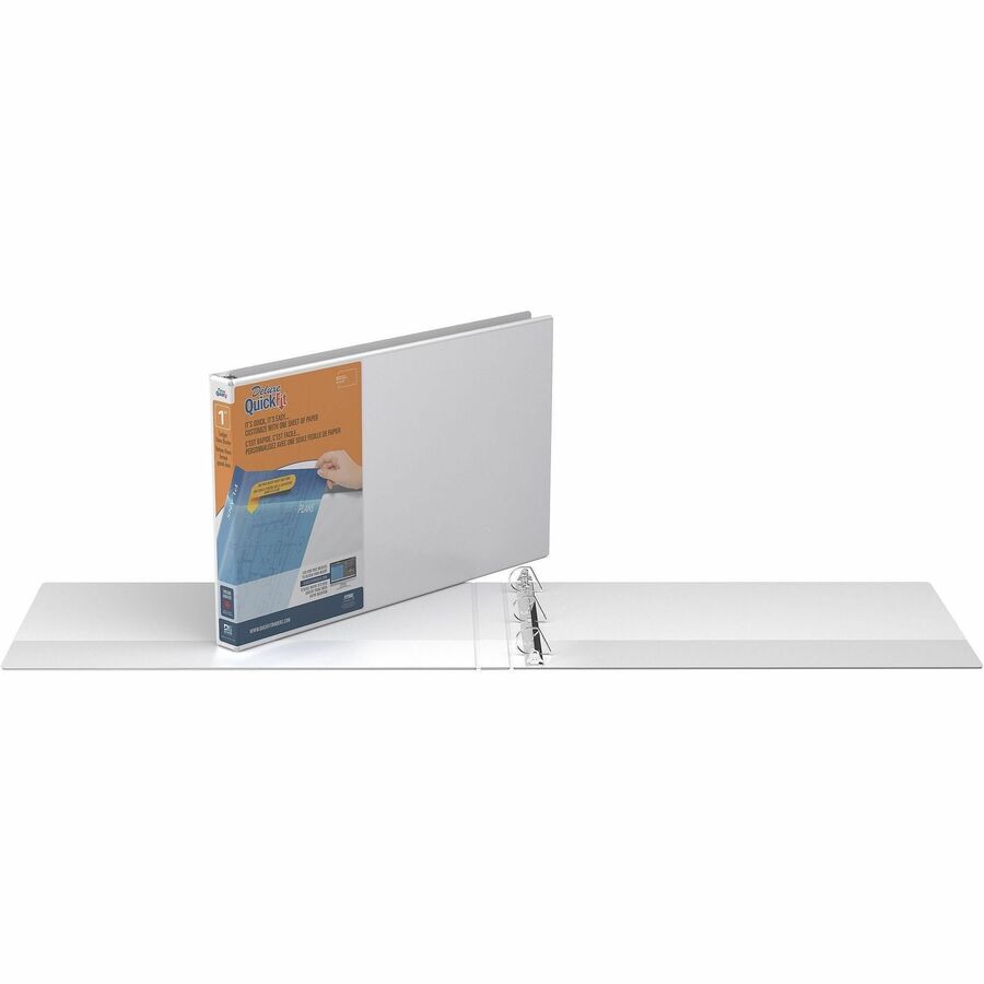 QuickFit Heavy-Duty Landscape 3-Ring Binder, D-Ring, View Binder, 1 Inch, White - 94010
