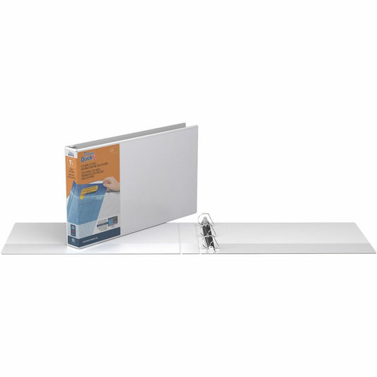 QuickFit Heavy-Duty Landscape 3-Ring Binder, D-Ring, View Binder, 1.5 Inch, White