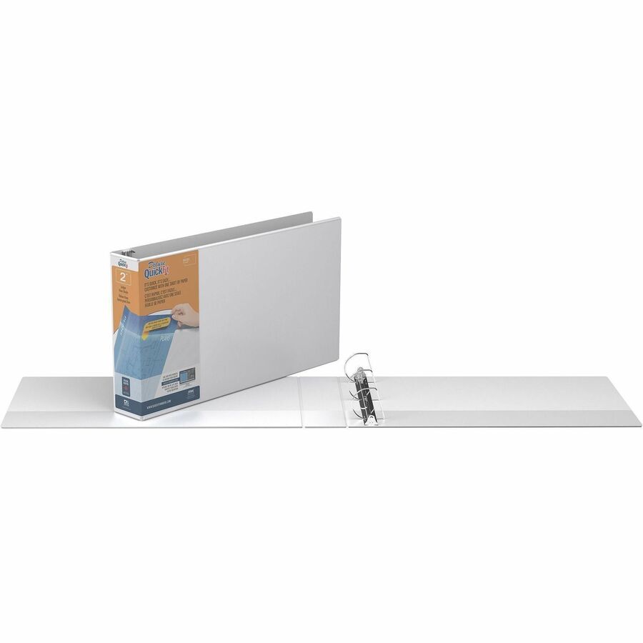 QuickFit Heavy-Duty Landscape 3-Ring Binder, D-Ring, View Binder, 2 Inch, White - 94030