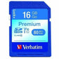Verbatim 16GB Premium SDHC Memory Card, UHS-I V10 U1 Class 10 - 96808