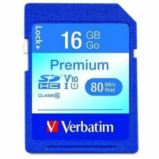 Verbatim 16GB Premium SDHC Memory Card, UHS-I V10 U1 Class 10 - 96808