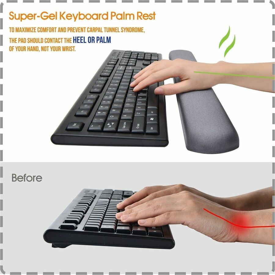 DAC&reg; MP-114 Super-Gel Straight Edge Keyboard Palm Support, Grey - 02087