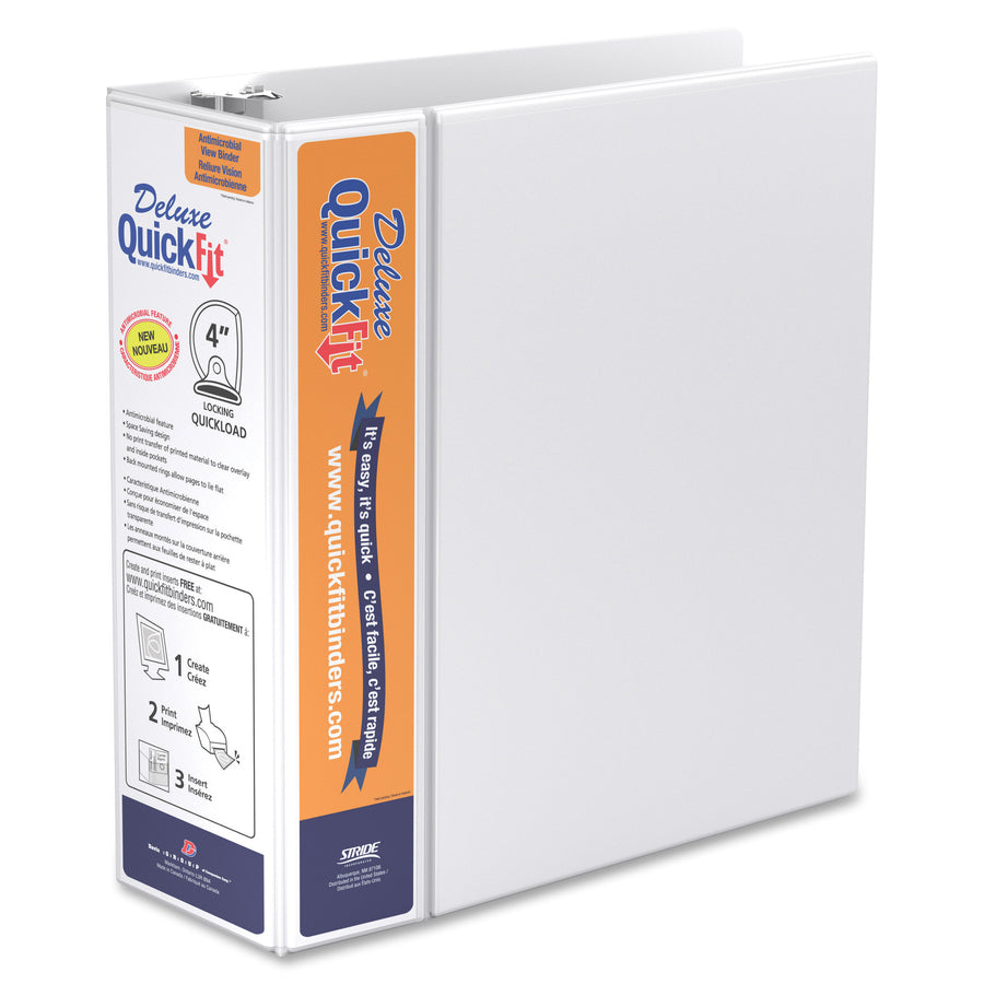 QuickFit Heavy-Duty View Binder, 3-Ring D-Ring Binder, White, 4 Inch - 89060