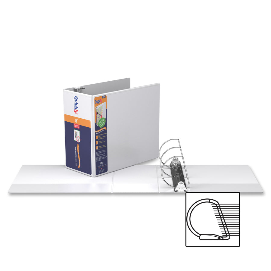 QuickFit View Binder, 3-Ring Binder, Angle D Ring, 5 Inch, White - 8707-00