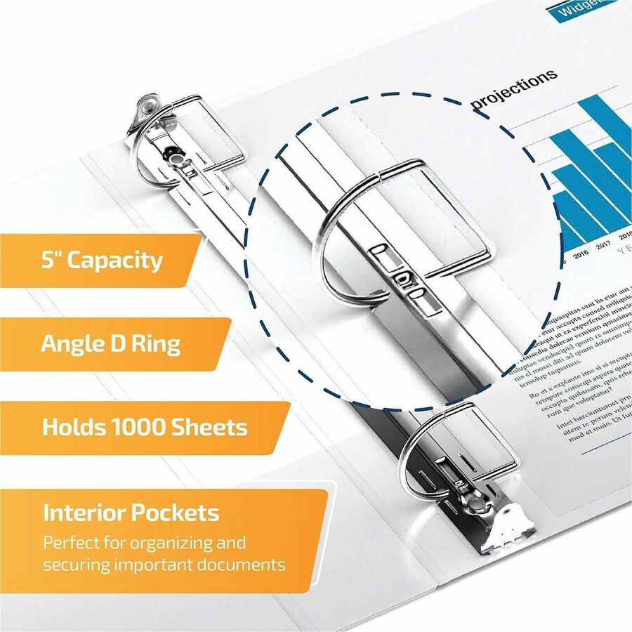 QuickFit View Binder, 3-Ring Binder, Angle D Ring, 5 Inch, White - 8707-00