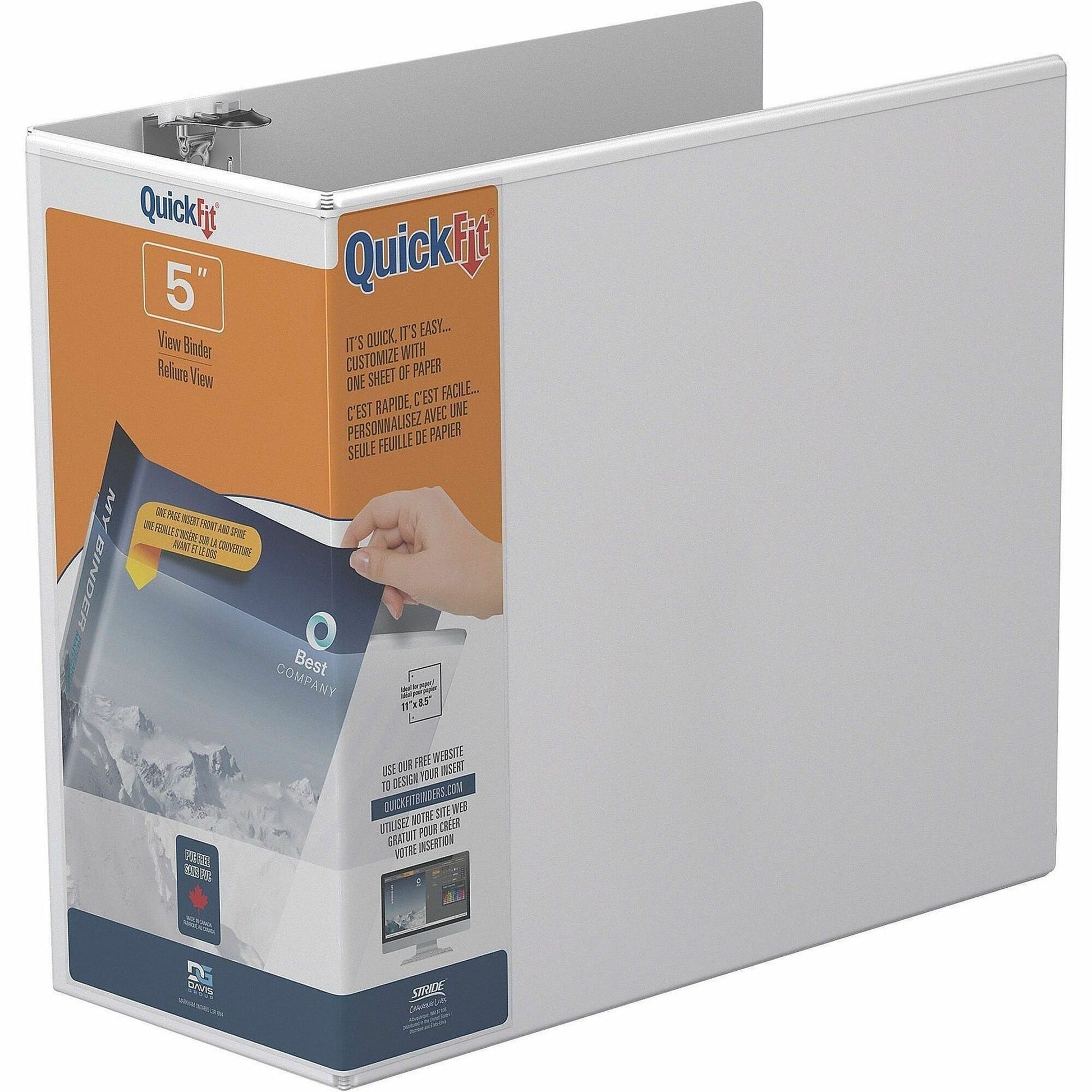 QuickFit View Binder, 3-Ring Binder, Angle D Ring, 5 Inch, White