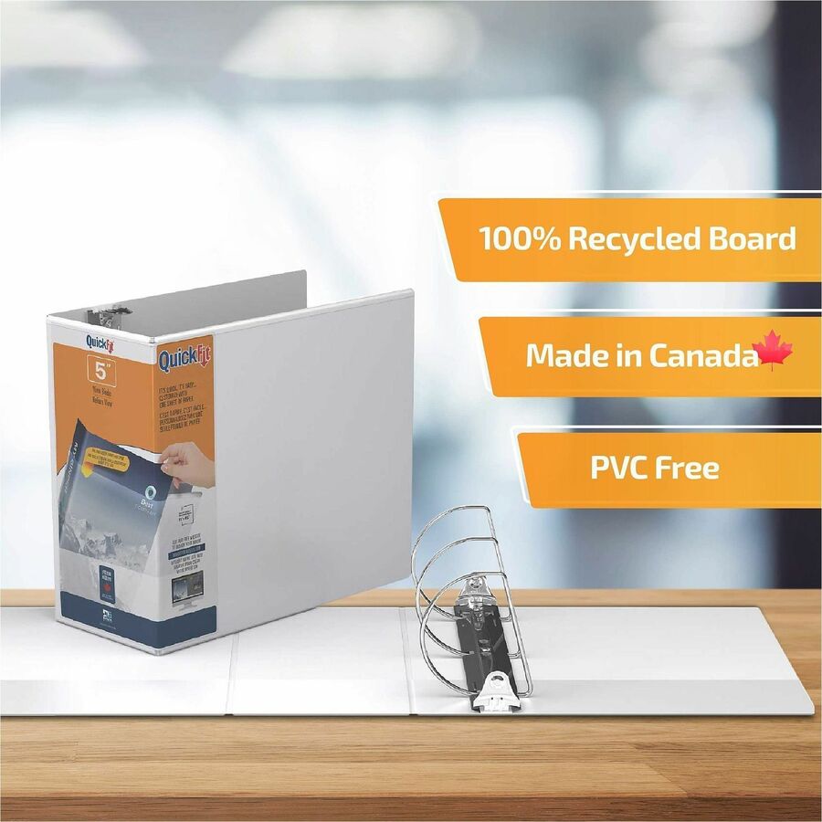 QuickFit View Binder, 3-Ring Binder, Angle D Ring, 5 Inch, White - 8707-00