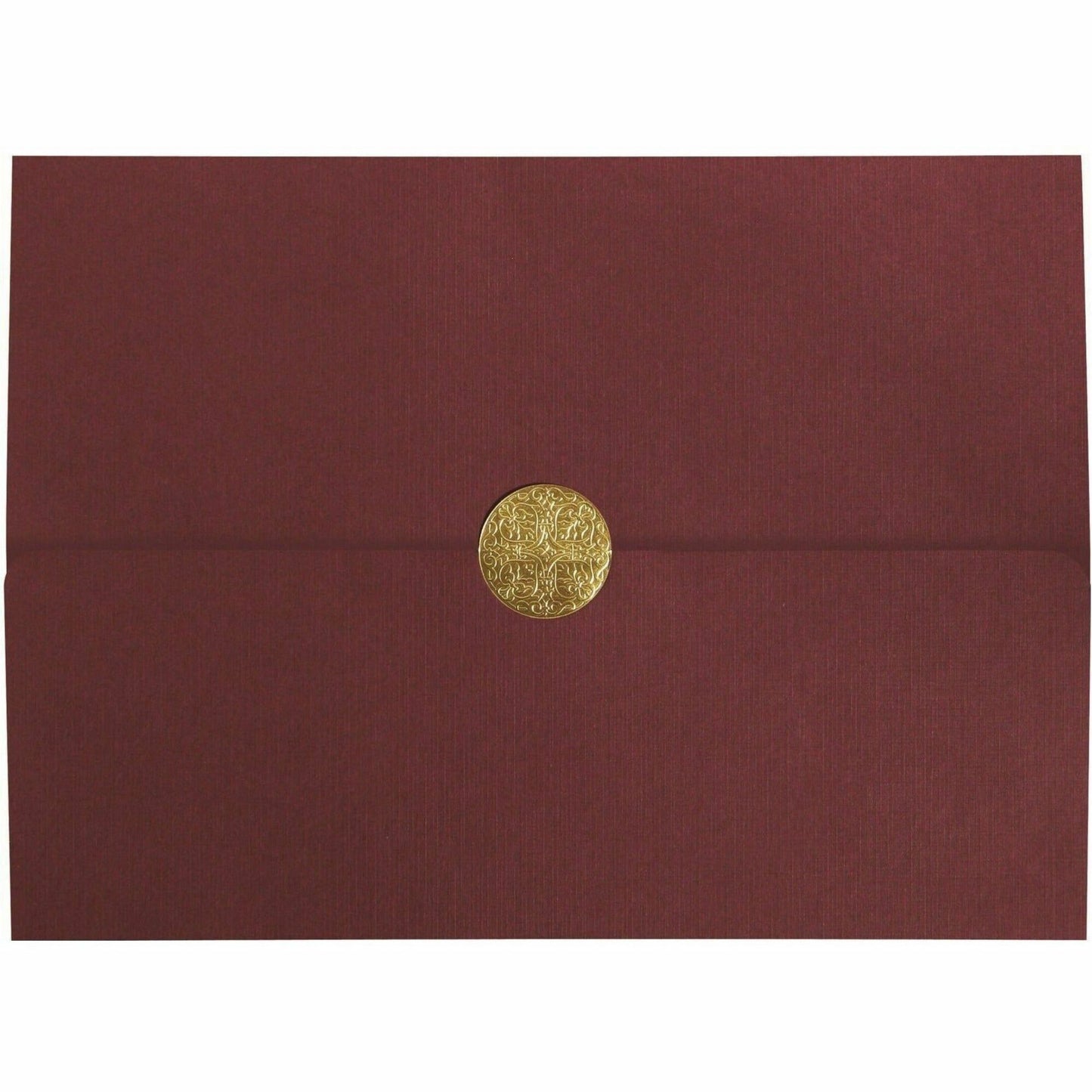 St. James&reg; Elite&trade; Medallion Fold Certificate Holders, Burgundy Linen with Gold Medallion, Pack of 5, 83533