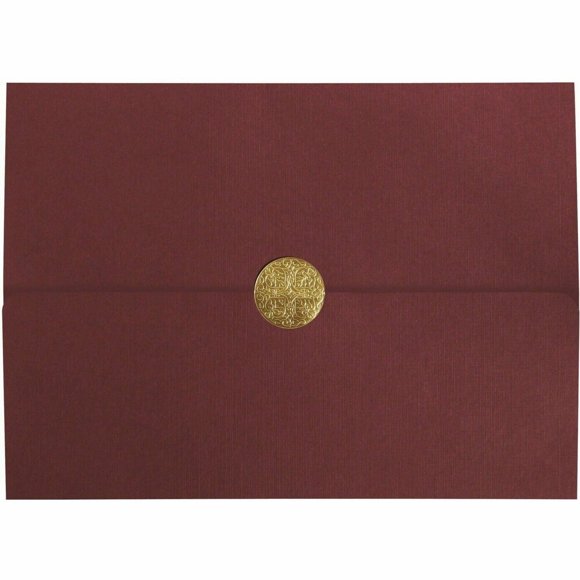 St. James&reg; Elite&trade; Medallion Fold Certificate Holders, Burgundy Linen with Gold Medallion, Pack of 5, 83533