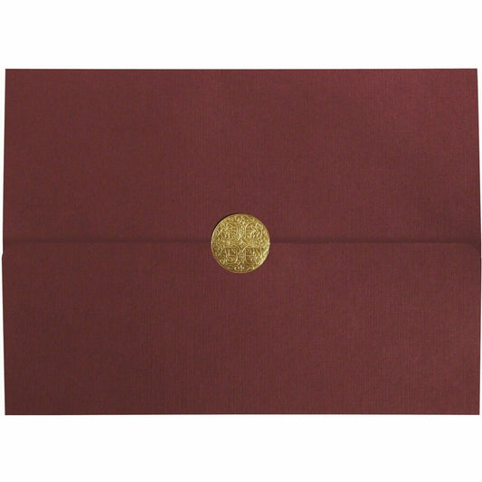 St. James&reg; Elite&trade; Medallion Fold Certificate Holders, Burgundy Linen with Gold Medallion, Pack of 5, 83533