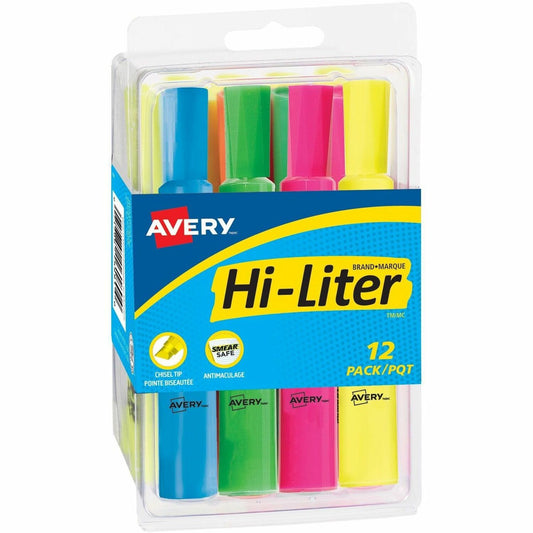 Avery&reg; Desk Style HI-LITER&reg;, Assorted Colours, 12/pk