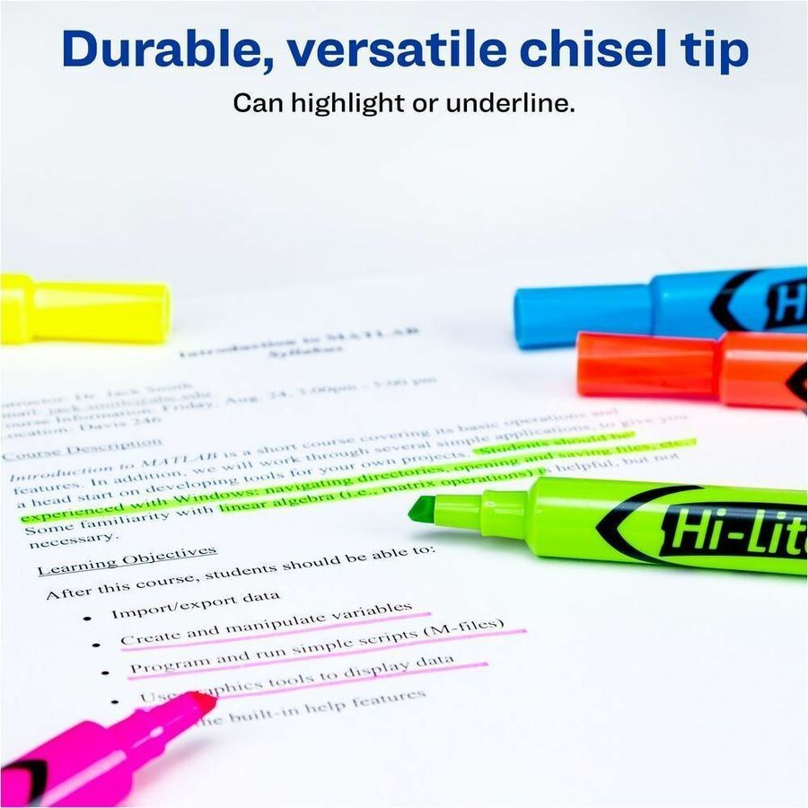 Avery Desk Style HI-LITER Chisel Tip, Assorted Colours , Box of 12 - 78881