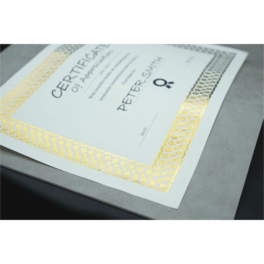 St. James&reg; Elite&trade; Certificates, Natural Linen with Classic Gold Foil Design, Pack of 100, 83510 - 83510