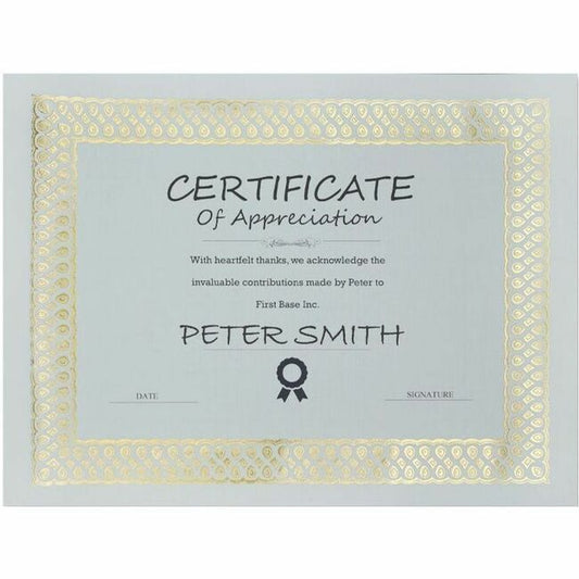 St. James&reg; Elite™ Certificates, Natural Linen with Classic Gold Foil Design, Pack of 100, 83510