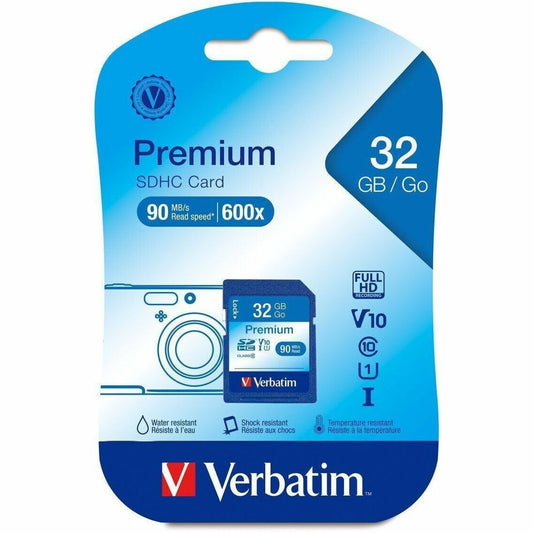 Verbatim 32GB Premium SDHC Memory Card, UHS-I V10 U1 Class 10