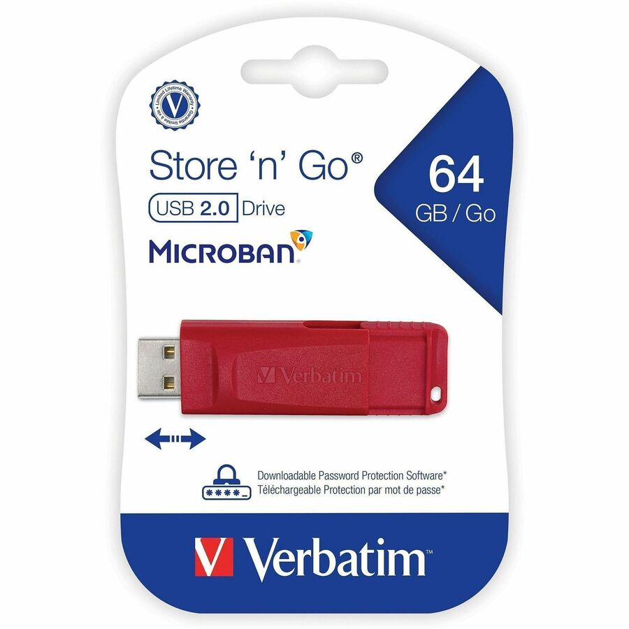 Verbatim 64GB Store 'n' Go USB Flash Drive - Red - 97005