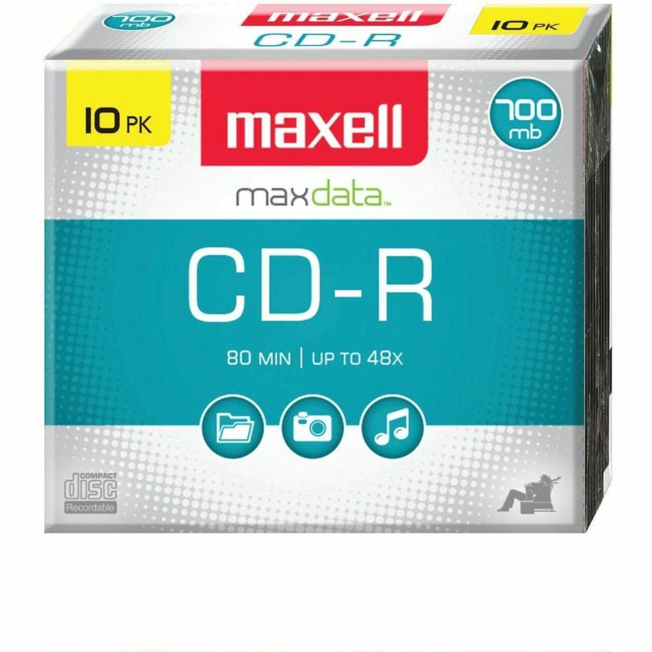 Maxell CD-R700 CD Recordable Media - CD-R - 40x - 700 MB - 10 Pack