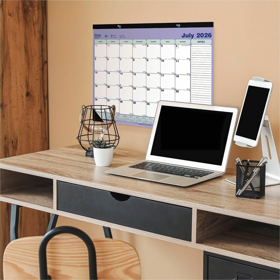 Blueline 2026-2027 13-Month Monthly Academic Desk Pad/Calendar - July to July - 21-1/4" x 16" - English - CA181731