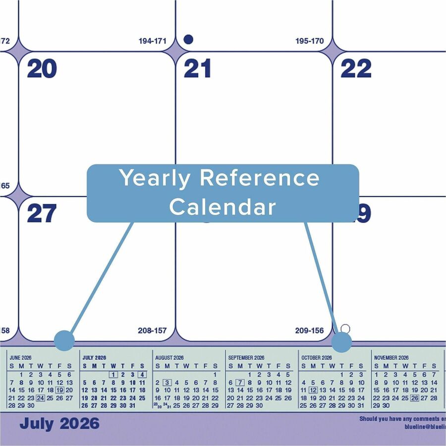 Blueline 2026-2027 13-Month Monthly Academic Desk Pad/Calendar - July to July - 21-1/4" x 16" - English - CA181731