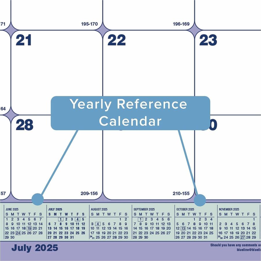 Blueline 2025-2026 13-Month Monthly Academic Desk Pad/Calendar - July to July - 21-1/4" x 16" - English - CA181731