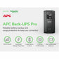 APC Back-UPS Pro, 700VA/420W, Tower, 120V, 6x NEMA 5-15R outlets, AVR, LCD, User Replaceable Battery - BR700G