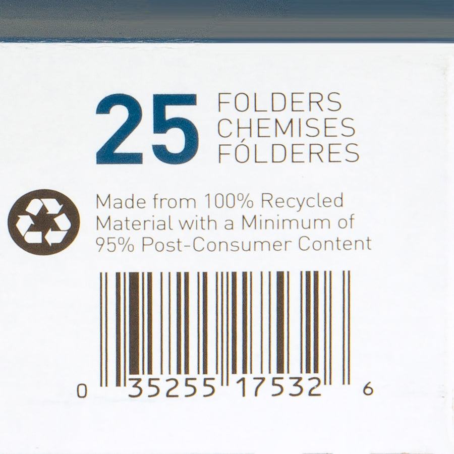 Business Source 1/3 Tab Cut Letter Recycled Hanging Folder - 17532