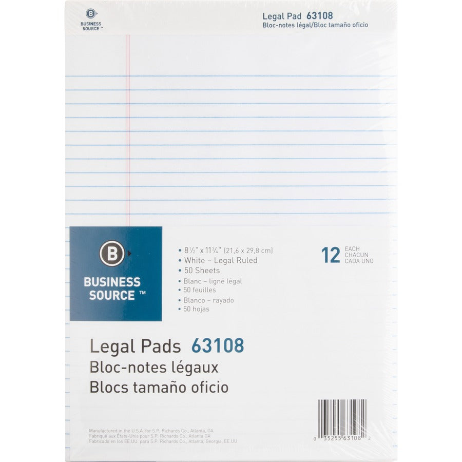 Business Source Micro-Perforated Legal Ruled Pads - 63108