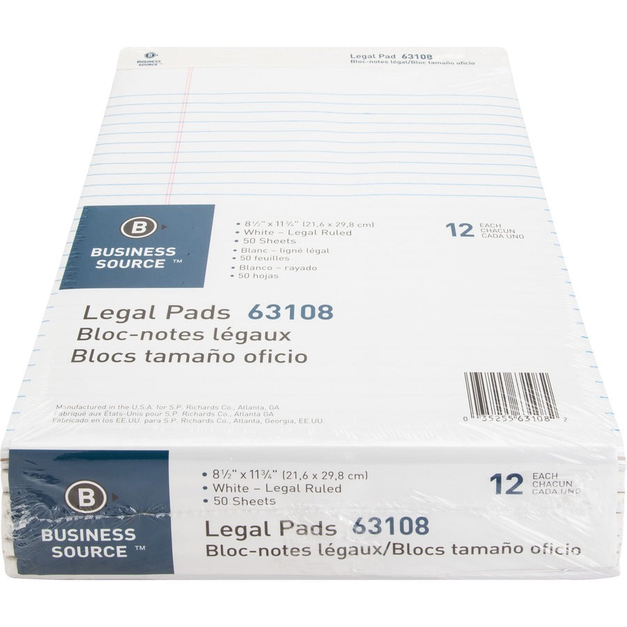 Business Source Micro-Perforated Legal Ruled Pads - 63108