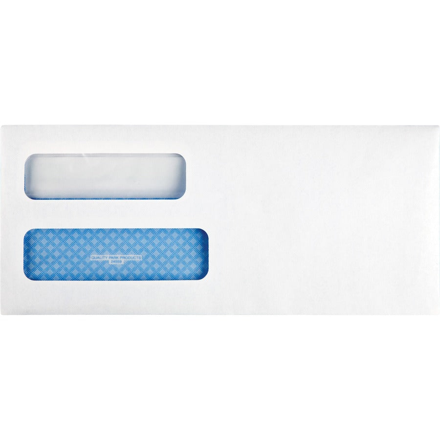 Quality Park No. 10 Double Window Security Tint Business Envelopes with Self-Seal Closure - 24559