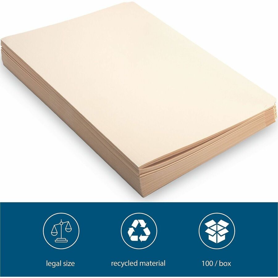 Business Source Straight Tab Cut Legal Recycled Top Tab File Folder - 43566