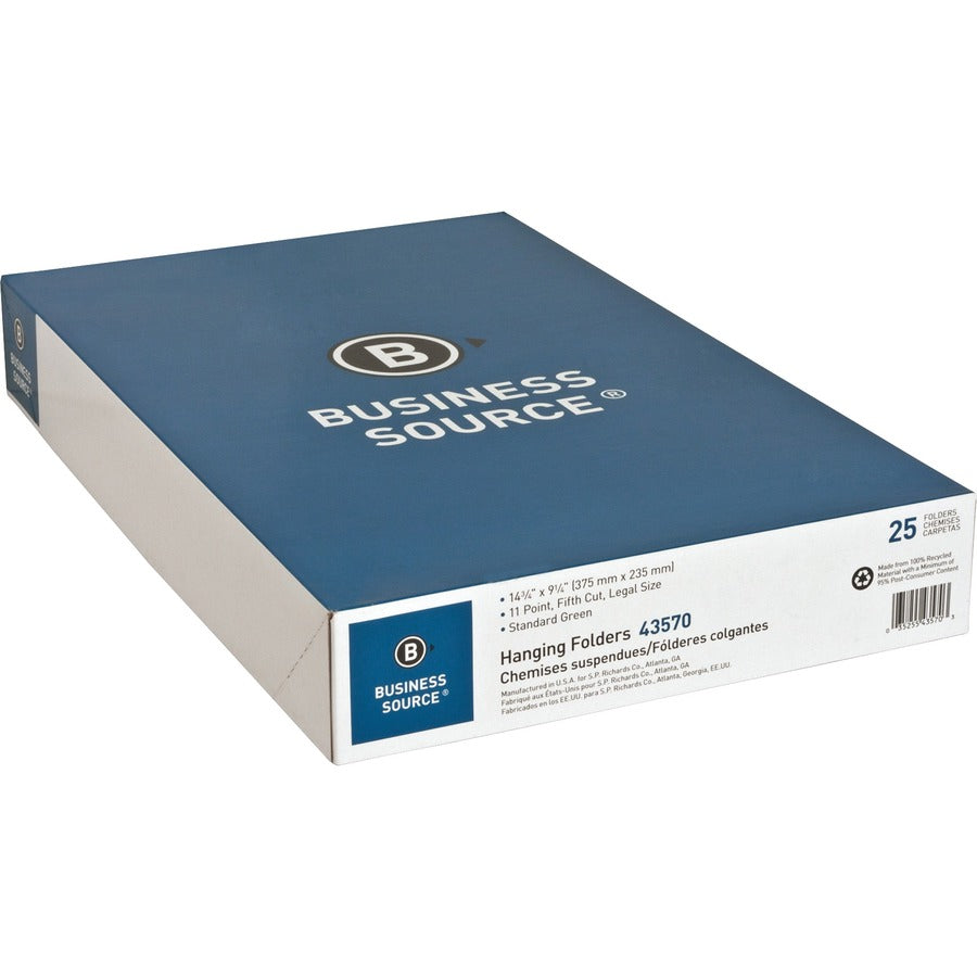 Business Source 1/5 Tab Cut Legal Recycled Hanging Folder - 43570