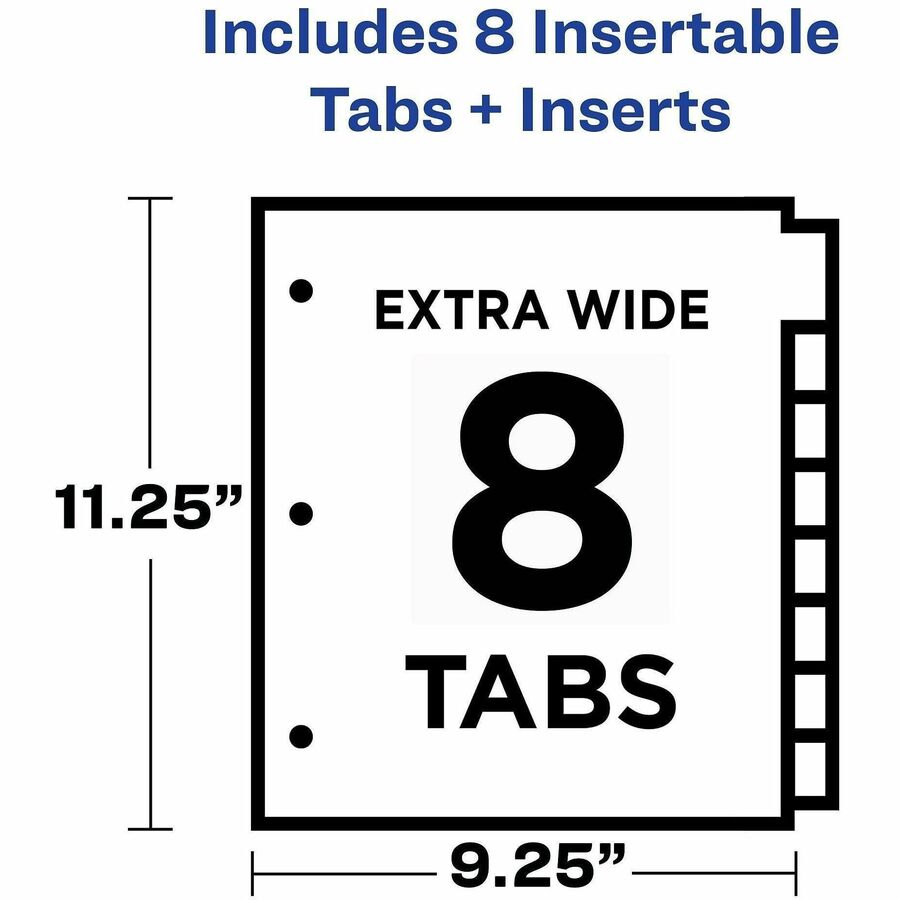 Avery Big Tab™ Insertable Plastic Dividers with Pockets for Laser and Inkjet Printers, 9-1/4" x 11-1/8" , 8 tabs - 11903