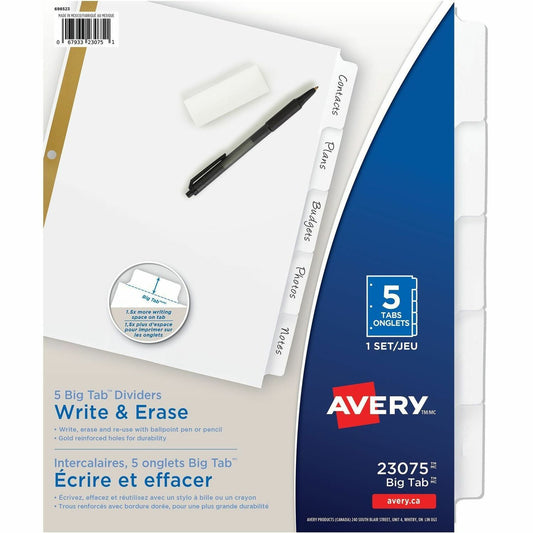 Avery&reg; Avery&reg;Big Tab&trade; Write & Erase Dividers5 tabs