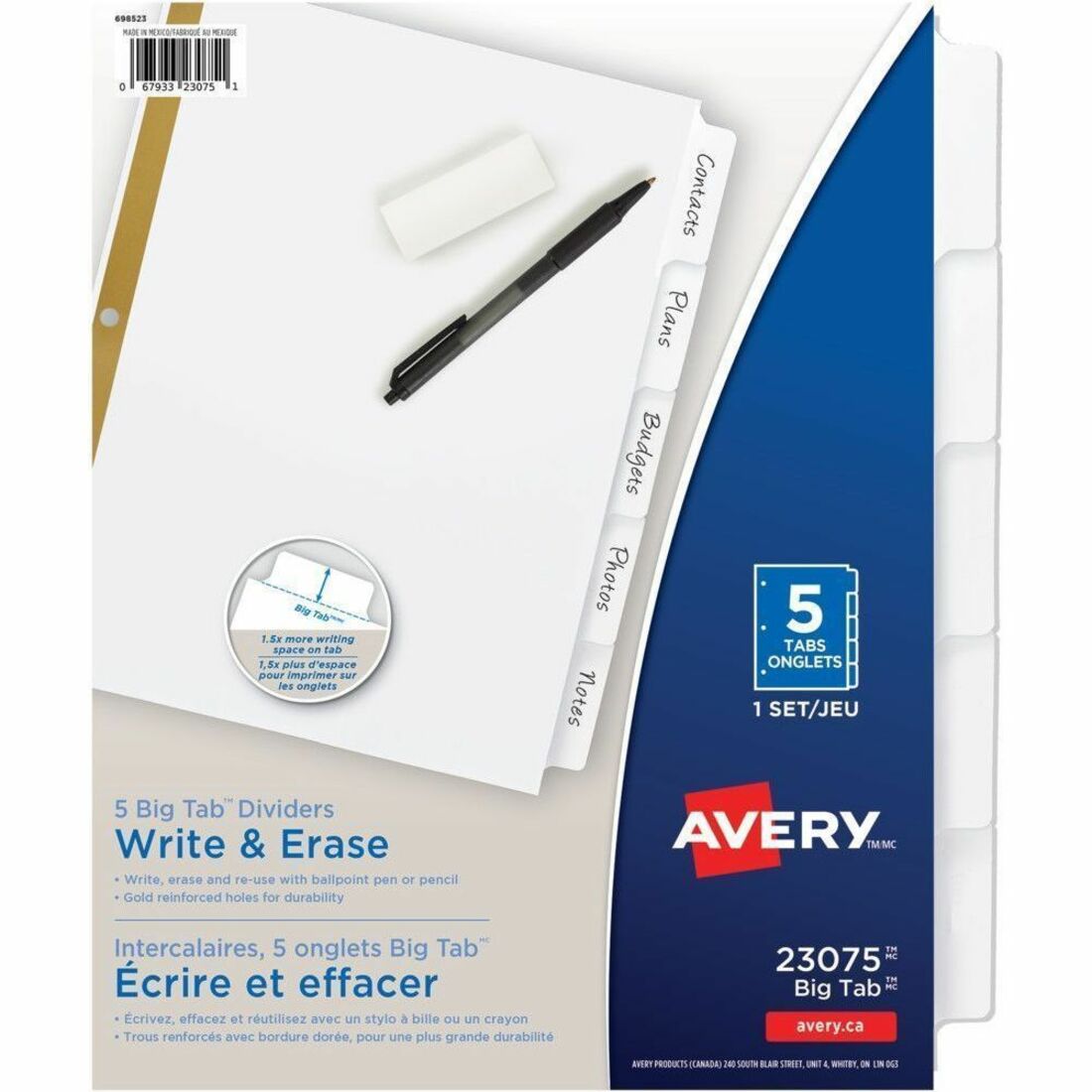 Avery Big Tab™ Write & Erase Dividers 5 tabs