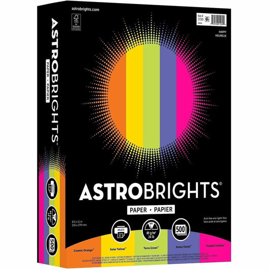 Astrobrights Color Copy Paper "Happy" , 5 Assorted Colours
