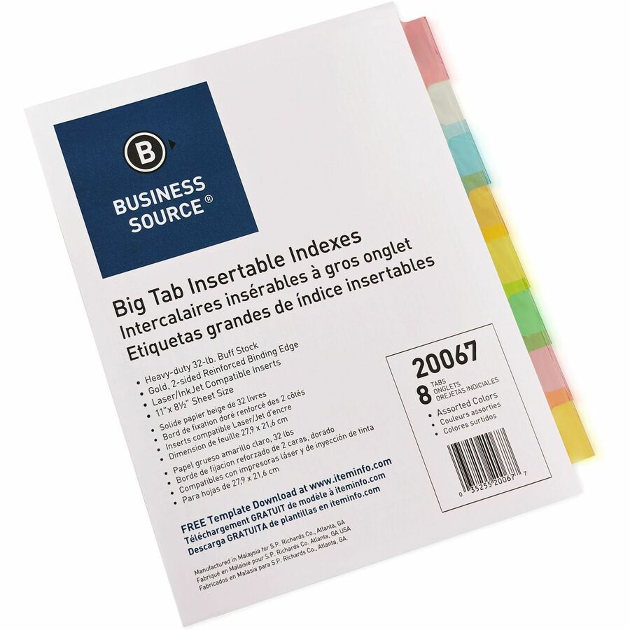 Business Source Reinforced Insertable Tab Indexes - 20067