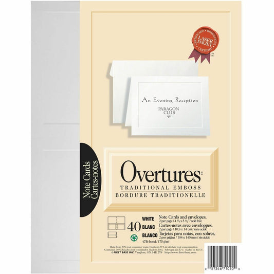 St. James&reg; Overtures&reg; Traditional Embossed Note Cards, White, 40 sets, 71020