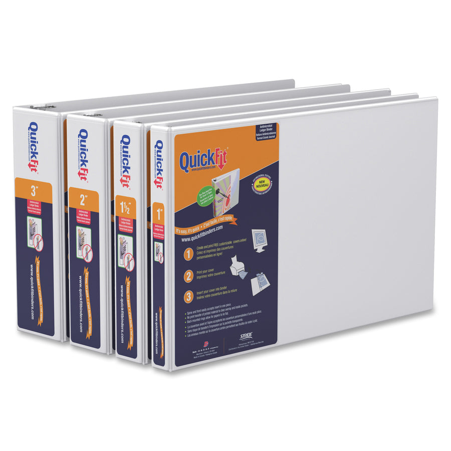 QuickFit Heavy-Duty Landscape 3-Ring Binder, D-Ring, View Binder, 3 Inch, White - 94050