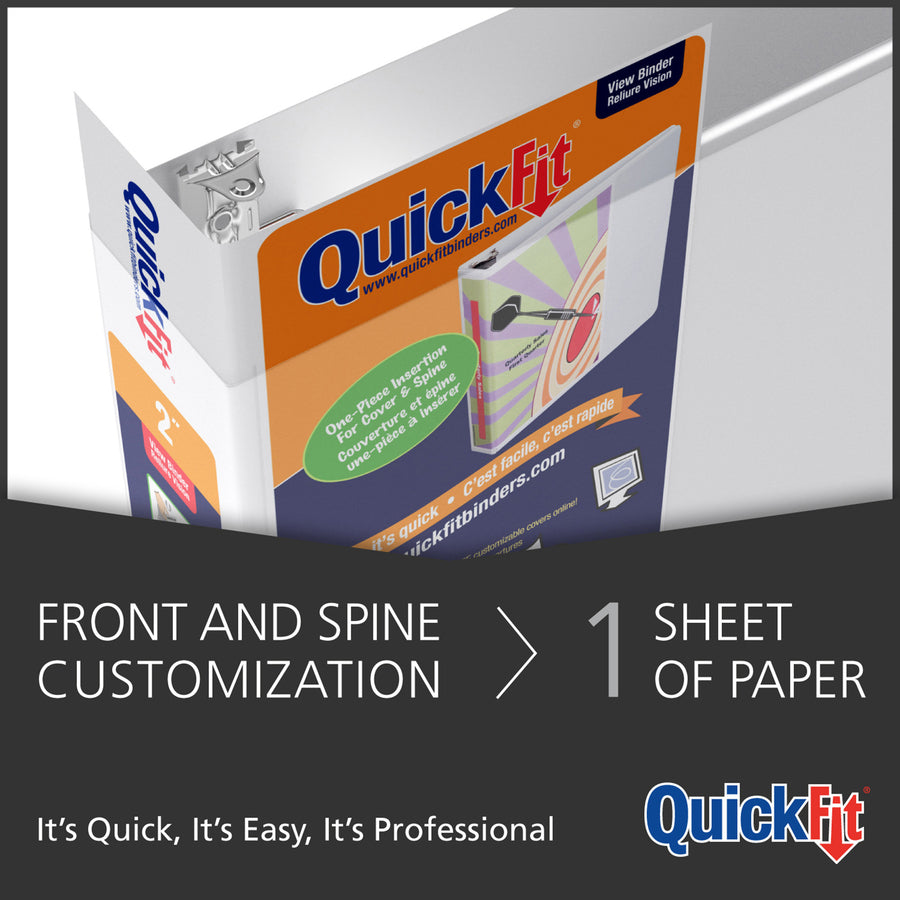 QuickFit Heavy-Duty Landscape 3-Ring Binder, D-Ring, View Binder, 3 Inch, White - 94050