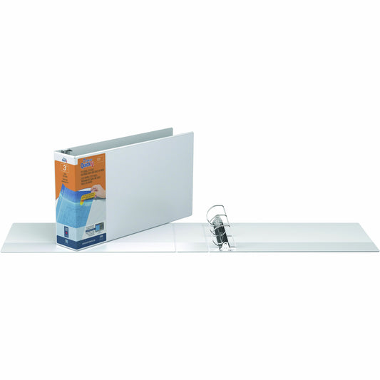 QuickFit Heavy-Duty Landscape 3-Ring Binder, D-Ring, View Binder, 3 Inch, White