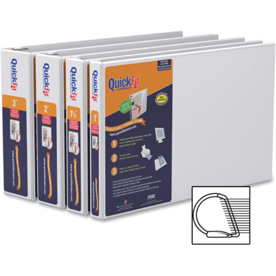 QuickFit Heavy-Duty Landscape 3-Ring Binder, D-Ring, View Binder, 3 Inch, White - 94050