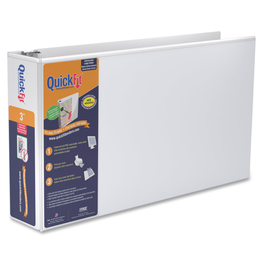 QuickFit Heavy-Duty Landscape 3-Ring Binder, D-Ring, View Binder, 3 Inch, White - 94050