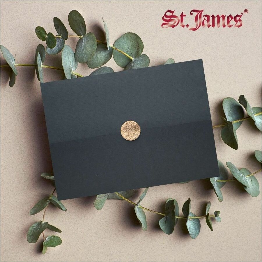 St. James&reg; Elite&trade; Medallion Fold Certificate Holders, Black Linen with Copper Medallion, Pack of 5, 83570 - 83570