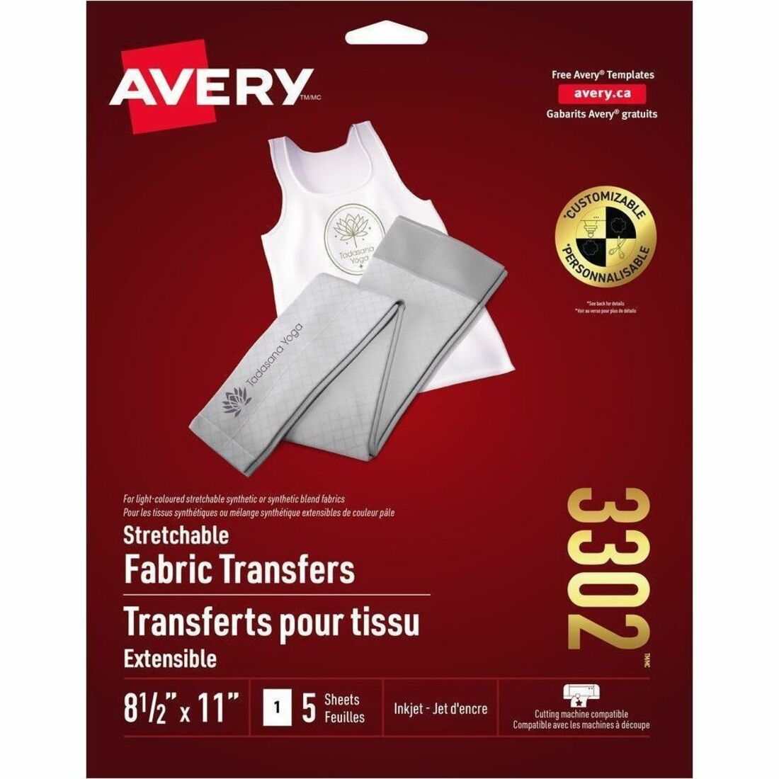 Avery Stretchable T-Shirt Transfers 11" x 8-1/2" , for Inkjet Printers