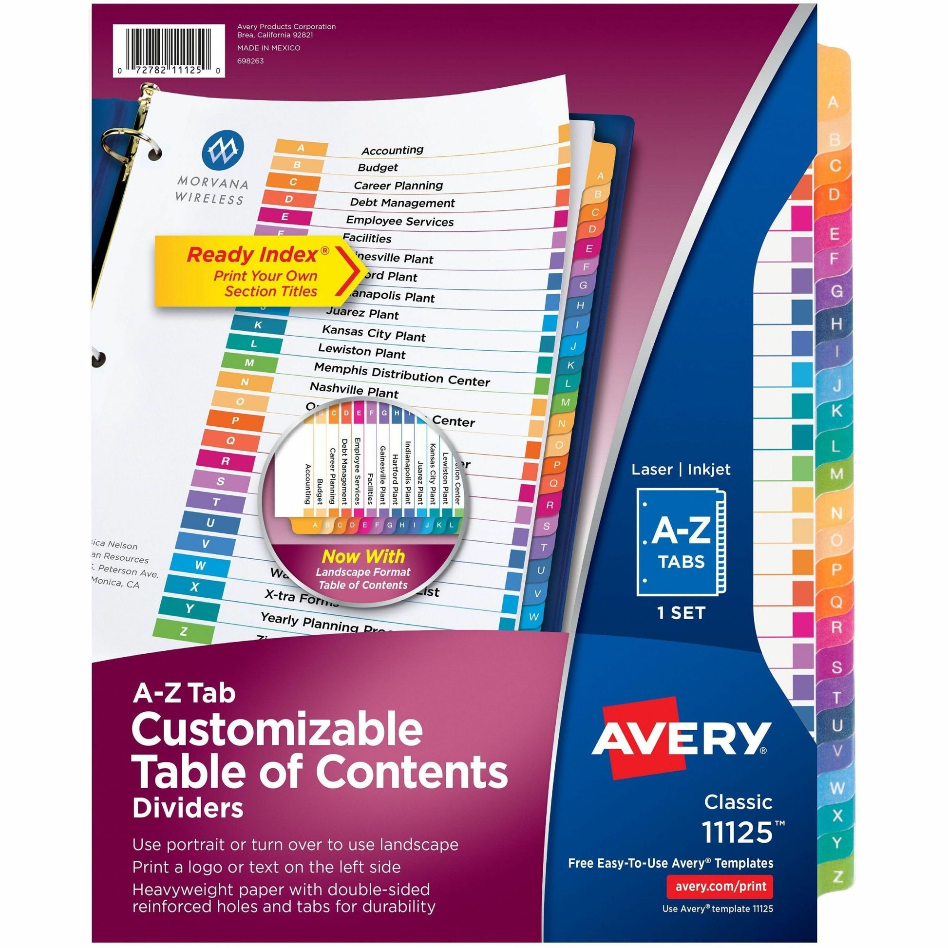 Avery&reg; Ready Index&reg; Table of Contents Dividers for Laser and Inkjet Printers, A-Z