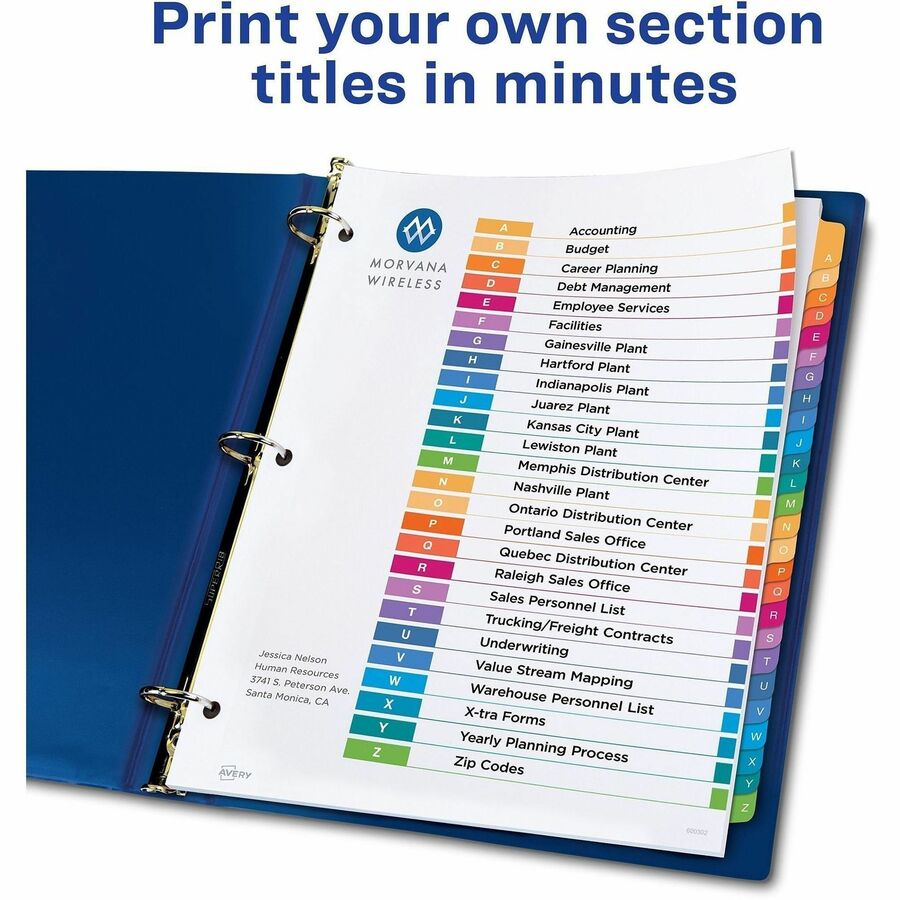 Avery&reg; Ready Index&reg; Table of Contents Dividers for Laser and Inkjet Printers, A-Z - 11125