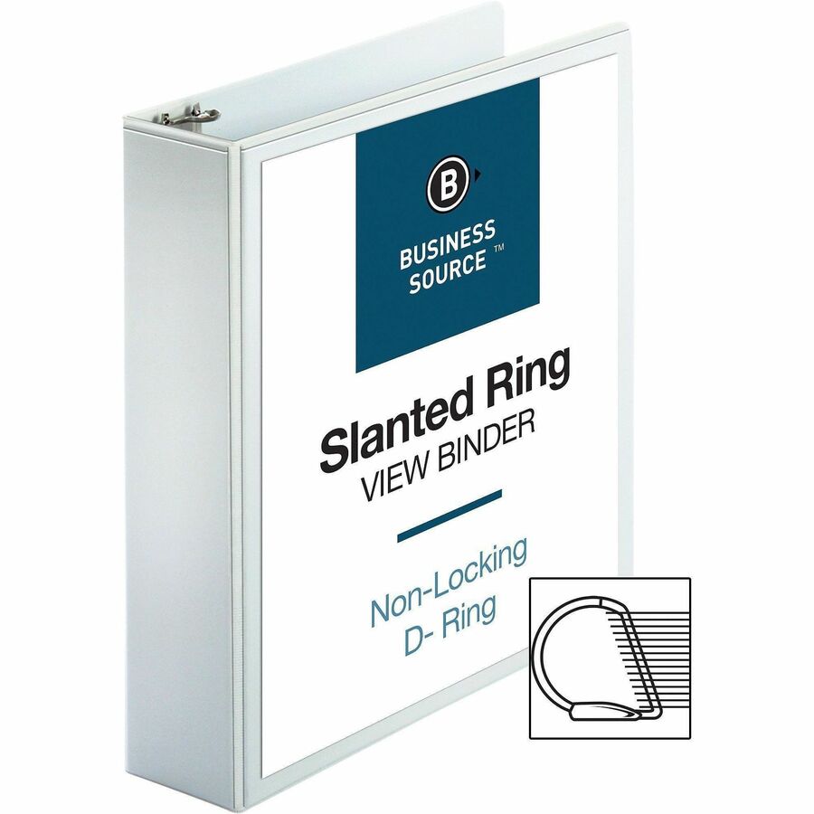 Business Source Basic D-Ring White View Binders - 28442