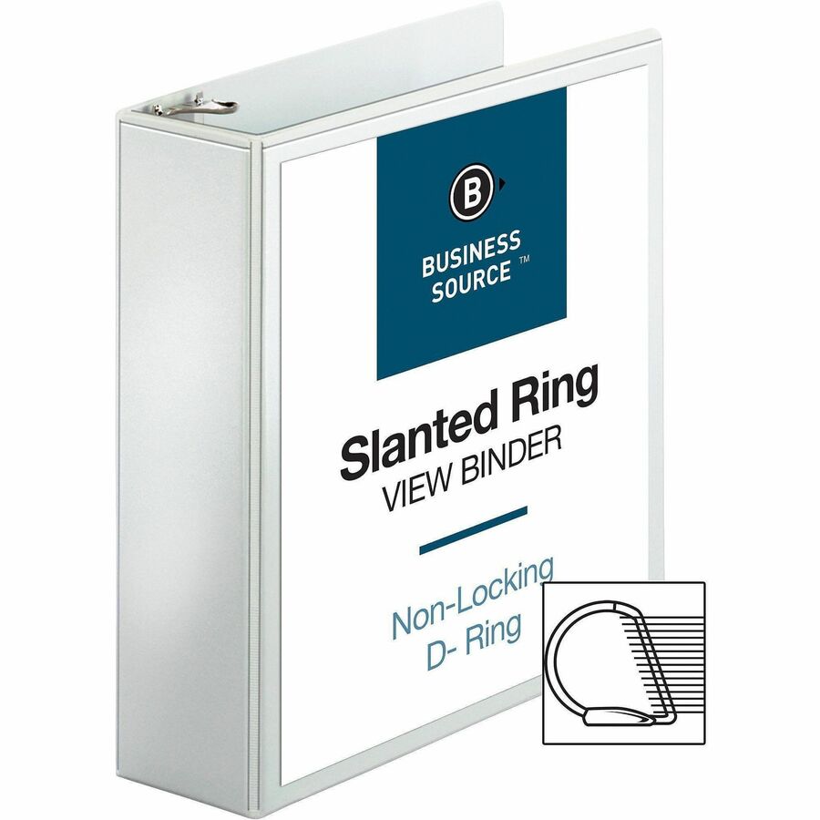 Business Source Basic D-Ring White View Binders - 28443