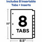 Avery&reg; Big Tab™ Insertable Dividers, 8 tabs, 1 set - 11124